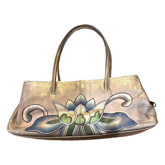 Anuschka Authentic Vintage Genuine Leather Hand Painted Floral Purse Handbag - Picture 1 of 16